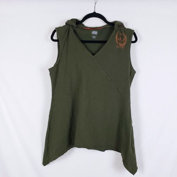 Star Wars Galaxy's Edge Resistance Sleeveless Hooded Tee Womens L Green Cosplay - Picture 1 of 11